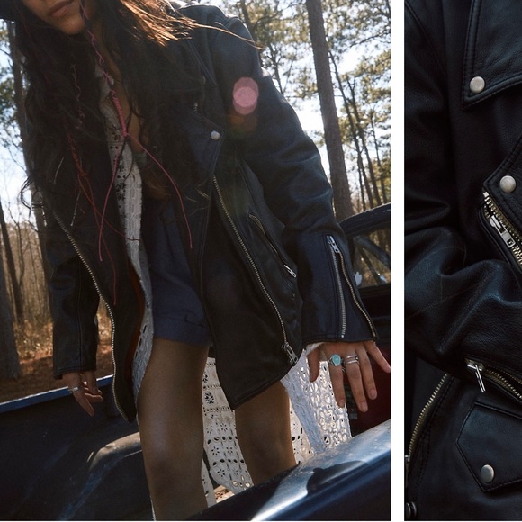 Jealousy Leather Moto Jacket by Free People. Slouchy fit, size women’s medium. - Picture 3 of 10